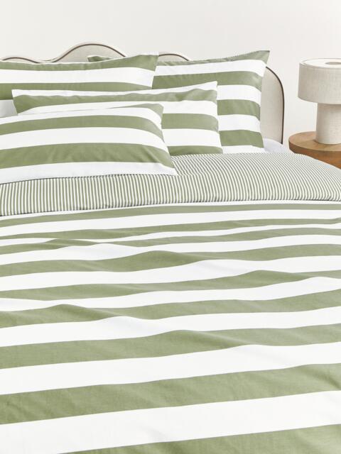 Striped Reversible Cotton Duvet Cover Lorena