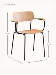 Handmade Wooden Dining Chair Holmen with Armrests - thumbnail 7