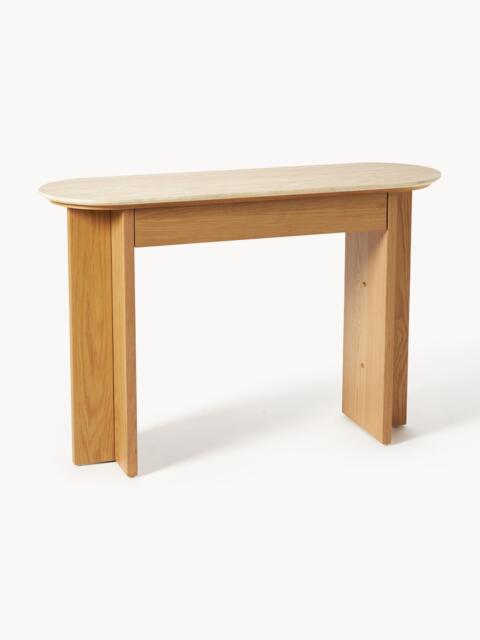 Wooden Console Table Zumi with Travertine Top - image 1