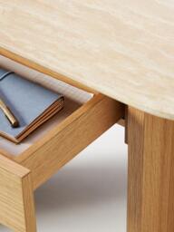 Wooden Console Table Zumi with Travertine Top - thumbnail 7