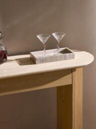 Wooden Console Table Zumi with Travertine Top - thumbnail 8