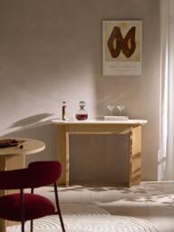 Wooden Console Table Zumi with Travertine Top - thumbnail 2