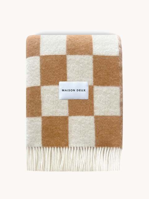 Wool Blanket Checkerboard with Checked Pattern - image 1