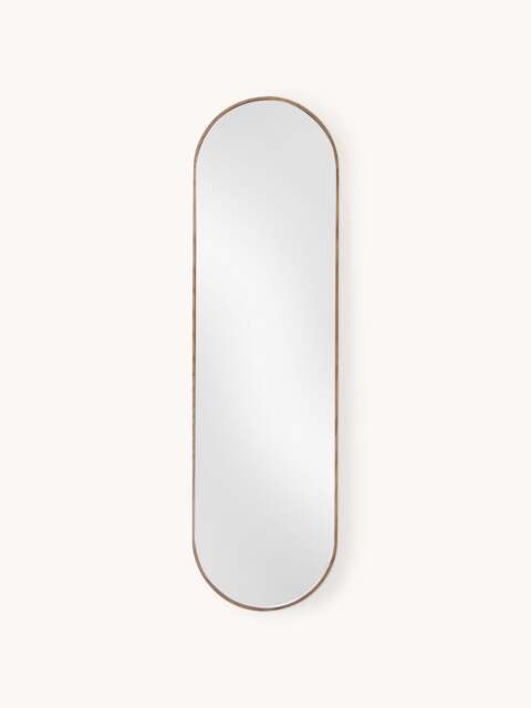 Oval Full-Length Wall Mirror Avery with Oak Wood Frame - image 1