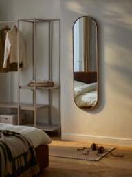 Oval Full-Length Wall Mirror Avery with Oak Wood Frame - thumbnail 6