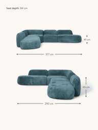 XL Modular Teddy Bouclé Corner Sofa Wolke with Chaise Ends - thumbnail 7