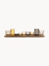 Glass Candle Holders Wessel with Wooden Tray