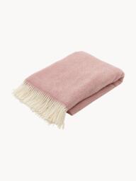 Wool Throw Tyrol with Herringbone Pattern and Fringes - thumbnail 1