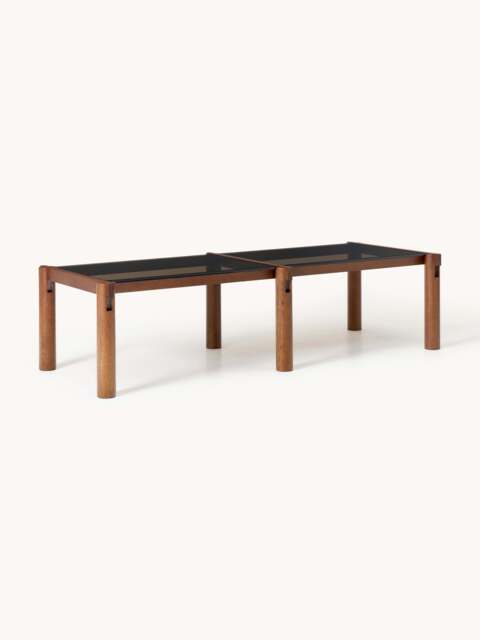 Oak Wood Dining Table Rory with Glass Tabletop, in various sizes - image 1