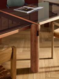 Oak Wood Dining Table Rory with Glass Tabletop, in various sizes - thumbnail 7