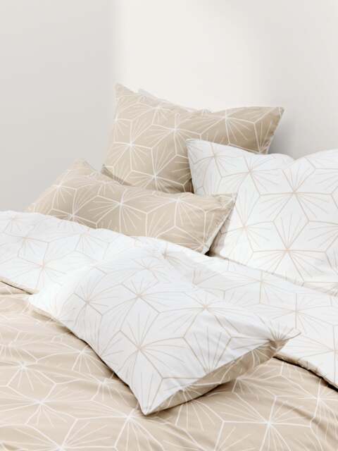 Reversible Cotton Duvet Cover Ilda, with Geometric Print - image 1