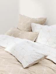 Reversible Cotton Duvet Cover Ilda, with Geometric Print