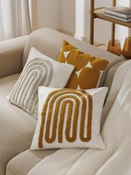 Embroidered Cotton Cushion Cover Vahid with a High-Low Texture - thumbnail 9