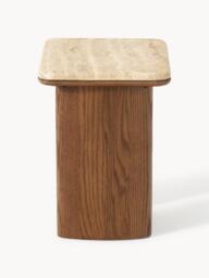 Oak Wood Side Tables Chandler with Travertine Top, Set of 2 - thumbnail 9