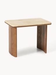 Oak Wood Side Tables Chandler with Travertine Top, Set of 2 - thumbnail 7