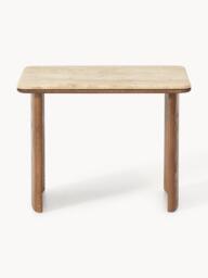 Oak Wood Side Tables Chandler with Travertine Top, Set of 2 - thumbnail 4