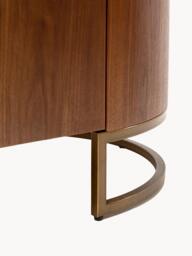 Oval Walnut Wood Coffee Table Giorgio with Glass Top & Drawer - thumbnail 5