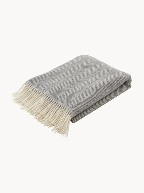 Wool Throw Tyrol with Herringbone Pattern and Fringes - image 1