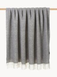 Wool Throw Tyrol with Herringbone Pattern and Fringes - thumbnail 4