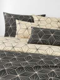 Reversible Cotton Duvet Cover Ilda, with Geometric Print