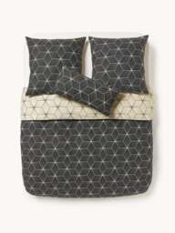 Reversible Cotton Duvet Cover Ilda, with Geometric Print - thumbnail 2