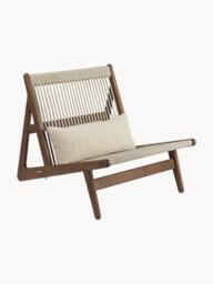 Handmade Walnut Wood Lounge Chair MR01 Initial with Seat Cushion
