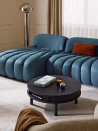Coffee Table Calary with Fluted Front, Ø 80 cm - thumbnail 6