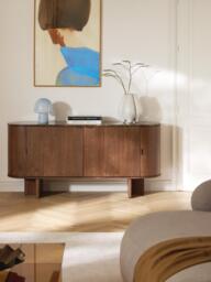 Wooden Sideboard Zumi with Rounded Corners and Marble Top - thumbnail 2