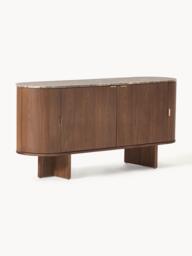 Wooden Sideboard Zumi with Rounded Corners and Marble Top
