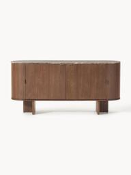 Wooden Sideboard Zumi with Rounded Corners and Marble Top - thumbnail 3