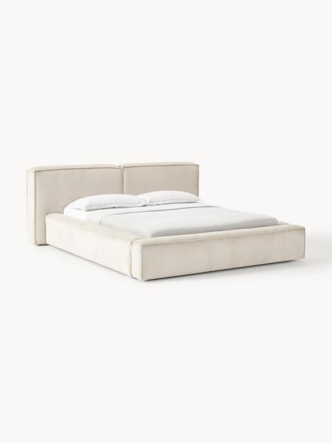 Upholstered Corduroy Bed Lennon with Storage Space