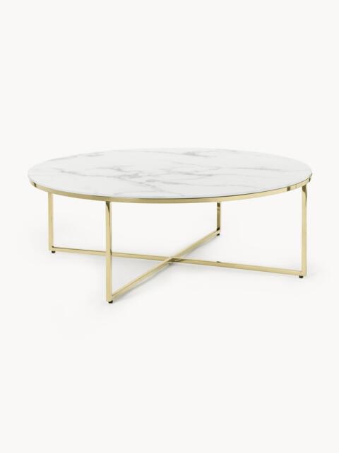 Round XL Coffee Table Antigua with Marble Effect Glass Top
