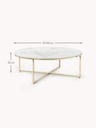 Round XL Coffee Table Antigua with Marble Effect Glass Top - thumbnail 8