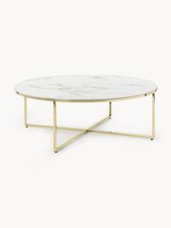Round XL Coffee Table Antigua with Marble Effect Glass Top