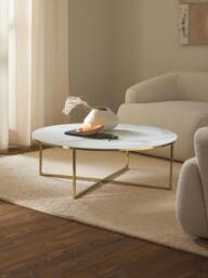 Round XL Coffee Table Antigua with Marble Effect Glass Top - thumbnail 2