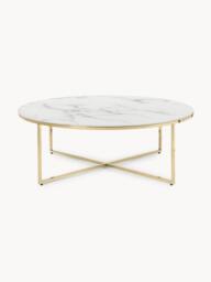 Round XL Coffee Table Antigua with Marble Effect Glass Top - thumbnail 3