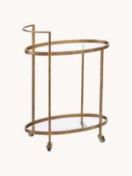 Glass Serving Trolley Push Antic