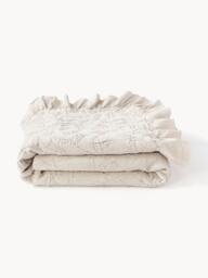 Structured Cotton Blanket Clara with Ruffles and Floral Pattern - thumbnail 3