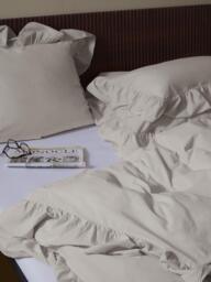Washed Cotton Percale Duvet Cover Louane with Ruffles - thumbnail 7