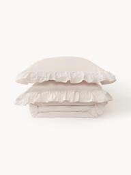 Washed Cotton Percale Duvet Cover Louane with Ruffles - thumbnail 4