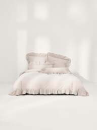 Washed Cotton Percale Duvet Cover Louane with Ruffles - thumbnail 2