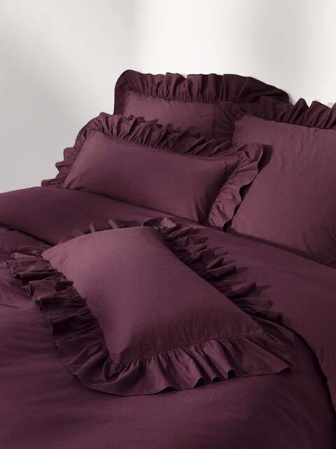 Washed Cotton Percale Duvet Cover Louane with Ruffles - image 1