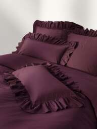 Washed Cotton Percale Duvet Cover Louane with Ruffles - thumbnail 1