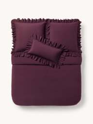 Washed Cotton Percale Duvet Cover Louane with Ruffles - thumbnail 3