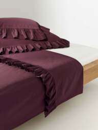 Washed Cotton Percale Bed Sheet Louane with Ruffles