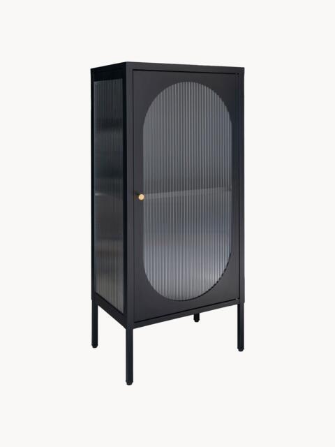Oak Wood Display Cabinet Adelaide with Grooved Glass - image 1