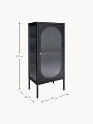 Oak Wood Display Cabinet Adelaide with Grooved Glass - thumbnail 3