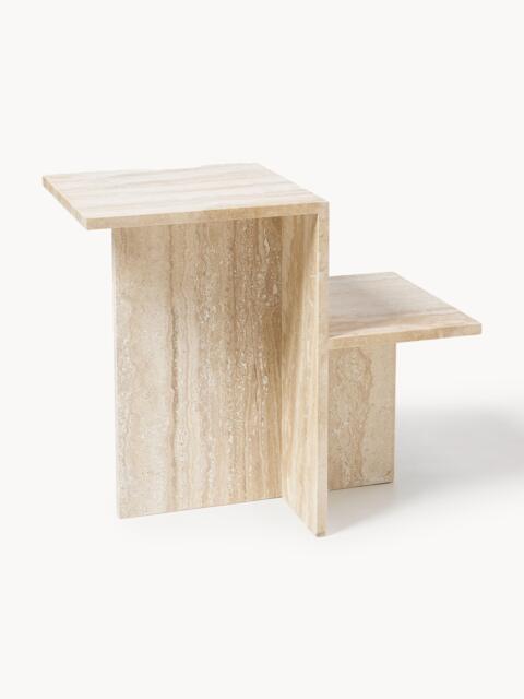 Travertine Side Table Distinct with Two Table Tops - image 1