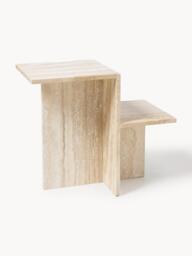 Travertine Side Table Distinct with Two Table Tops - thumbnail 1