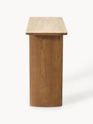 Oak Wood Console Table Chandler with Travertine Table Top - thumbnail 5